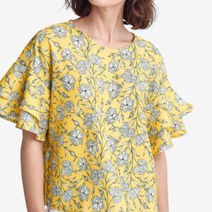 Ellos - Flutter Sleeve Boxy Blouse: Primrose Yellow Floral (26)